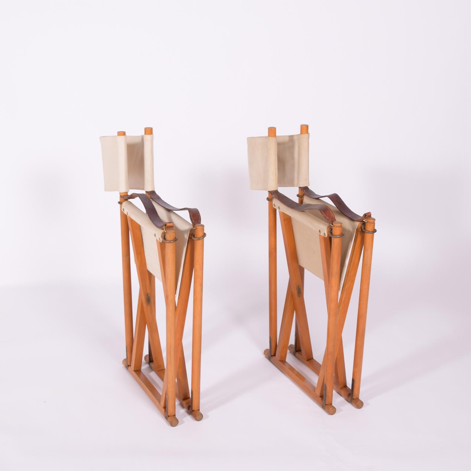 Pair of Mogens Koch Mk-16 Folding Chairs by Interna In Good Condition In Hudson, NY