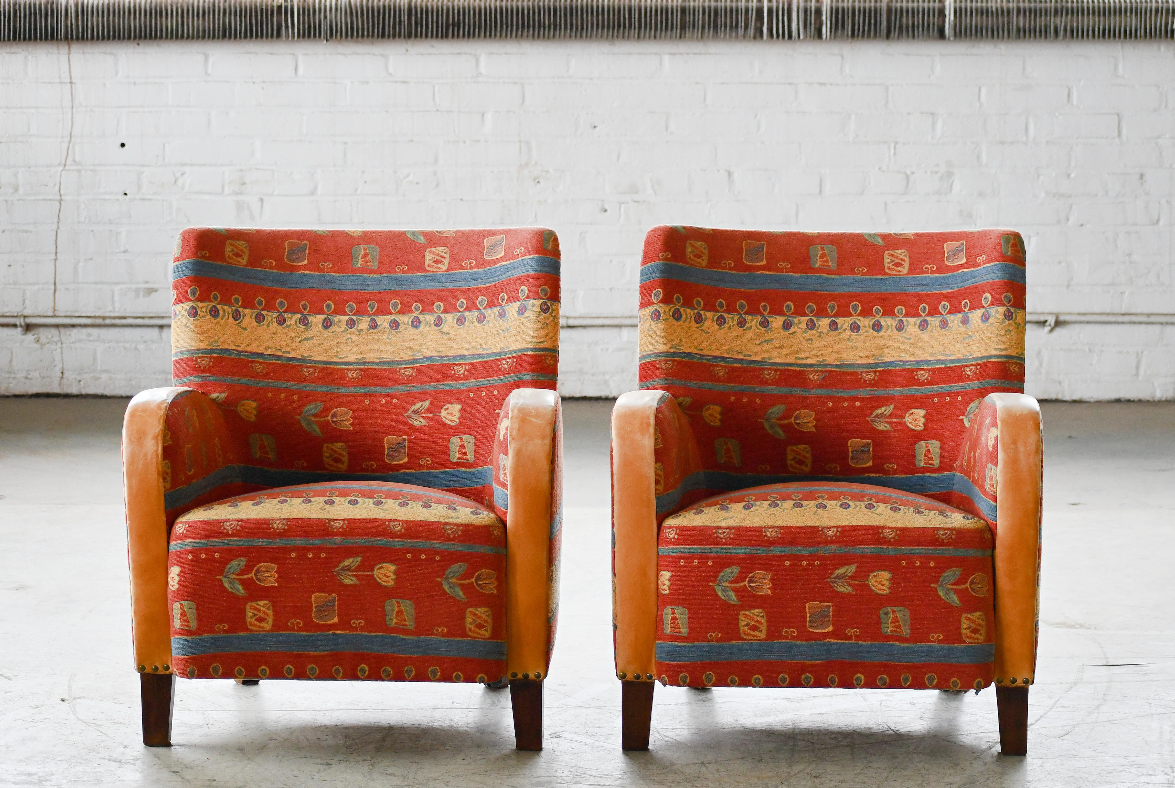 Mid-Century Modern Pair of Mogens Lassen Style Danish 1940s Lounge or Club Chairs For Sale