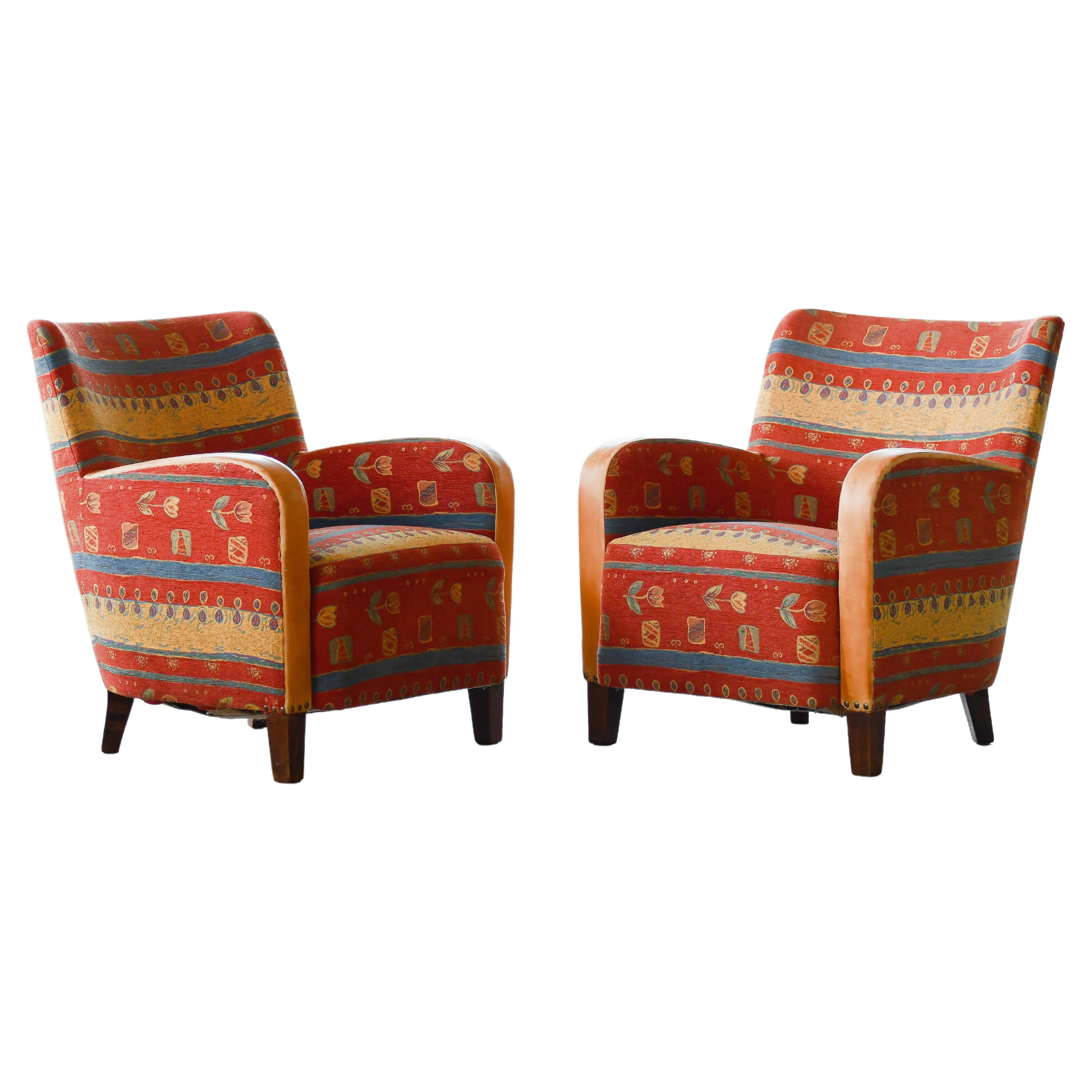 Pair of Mogens Lassen Style Danish 1940s Lounge or Club Chairs