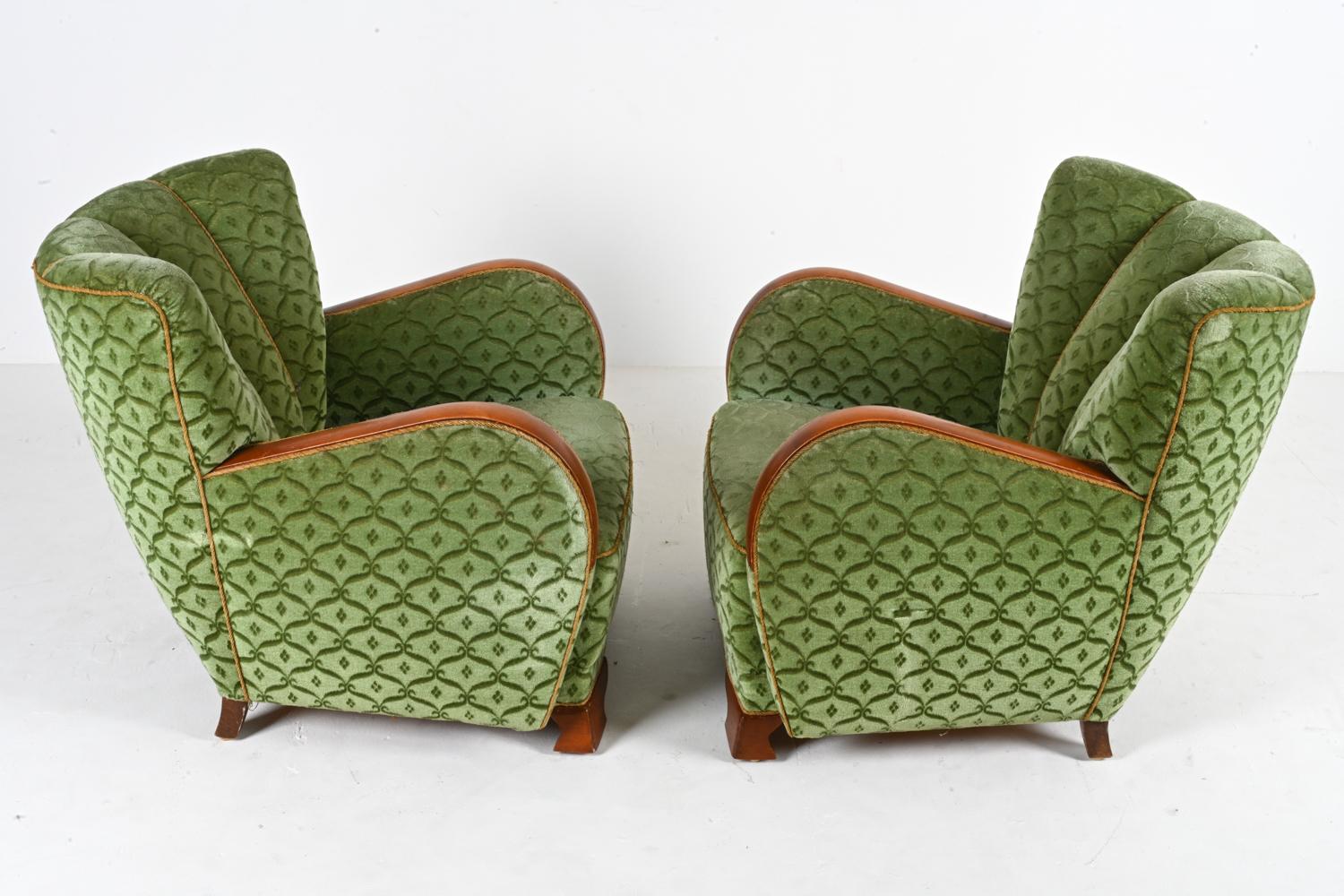 Paire de fauteuils club danois du milieu du siècle dernier de style Mogens Lassen, années 1940 en vente 9