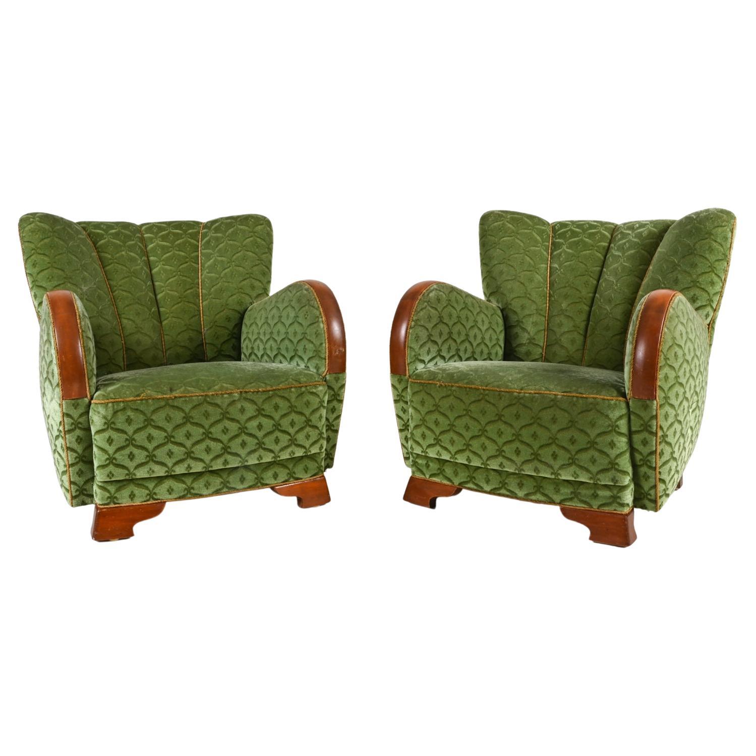 Pair of Mogens Lassen Style Danish Midcentury Lounge or Club Chairs, 1940s For Sale