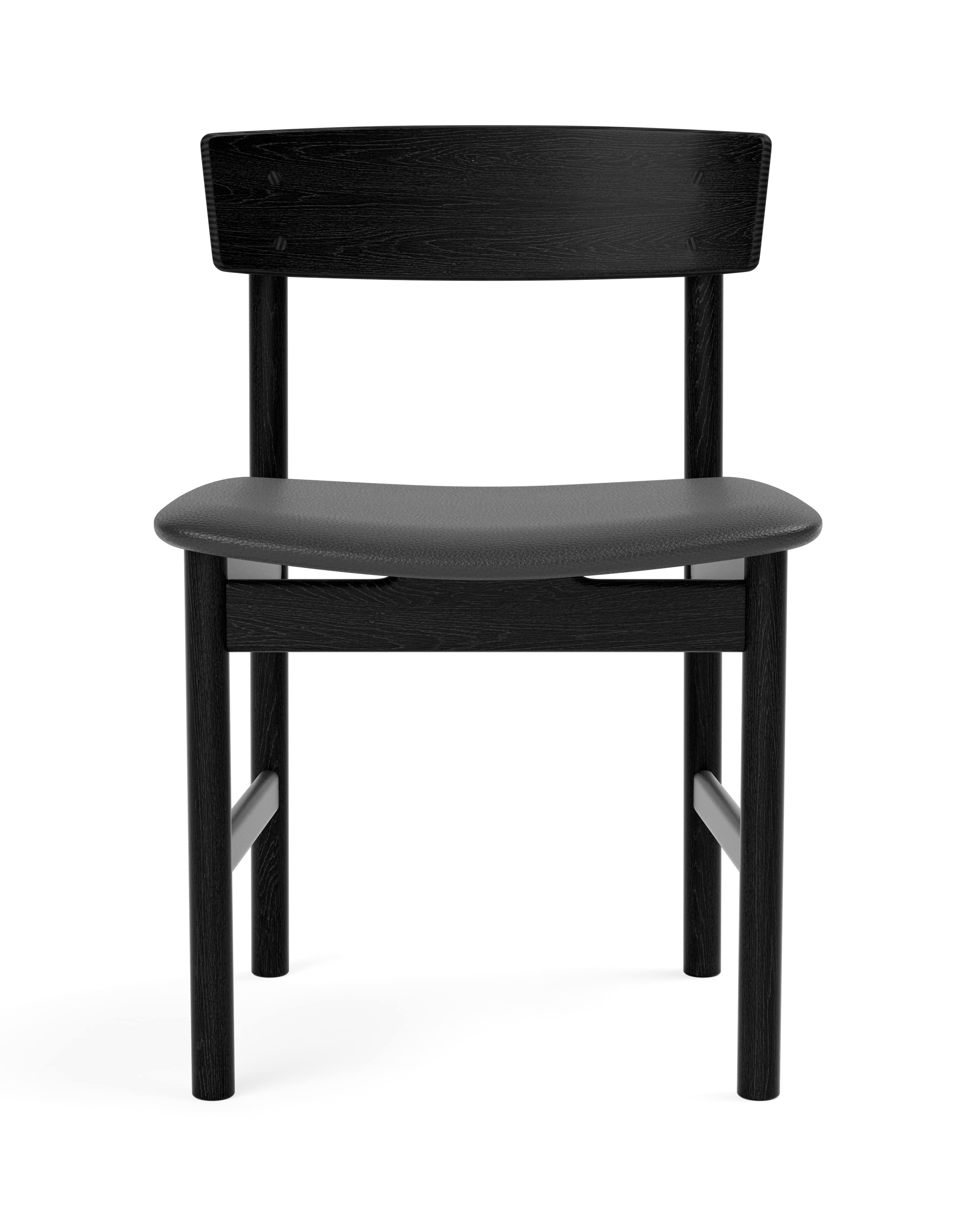 Lettone Coppia di sedie Mogensen 3236, pelle nera/quercia laccata nera, Børge Mogensen in vendita