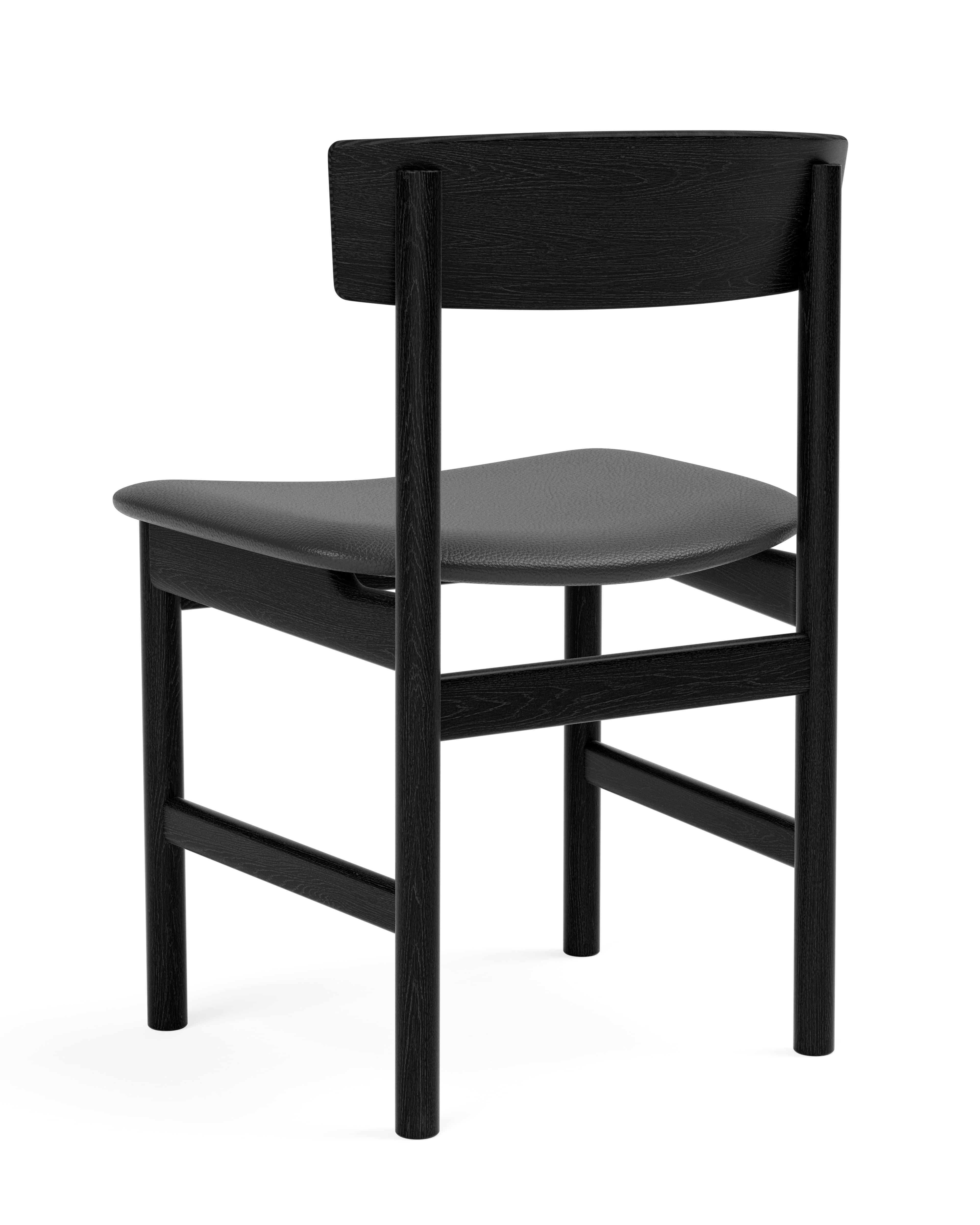 XXI secolo e contemporaneo Coppia di sedie Mogensen 3236, pelle nera/quercia laccata nera, Børge Mogensen in vendita