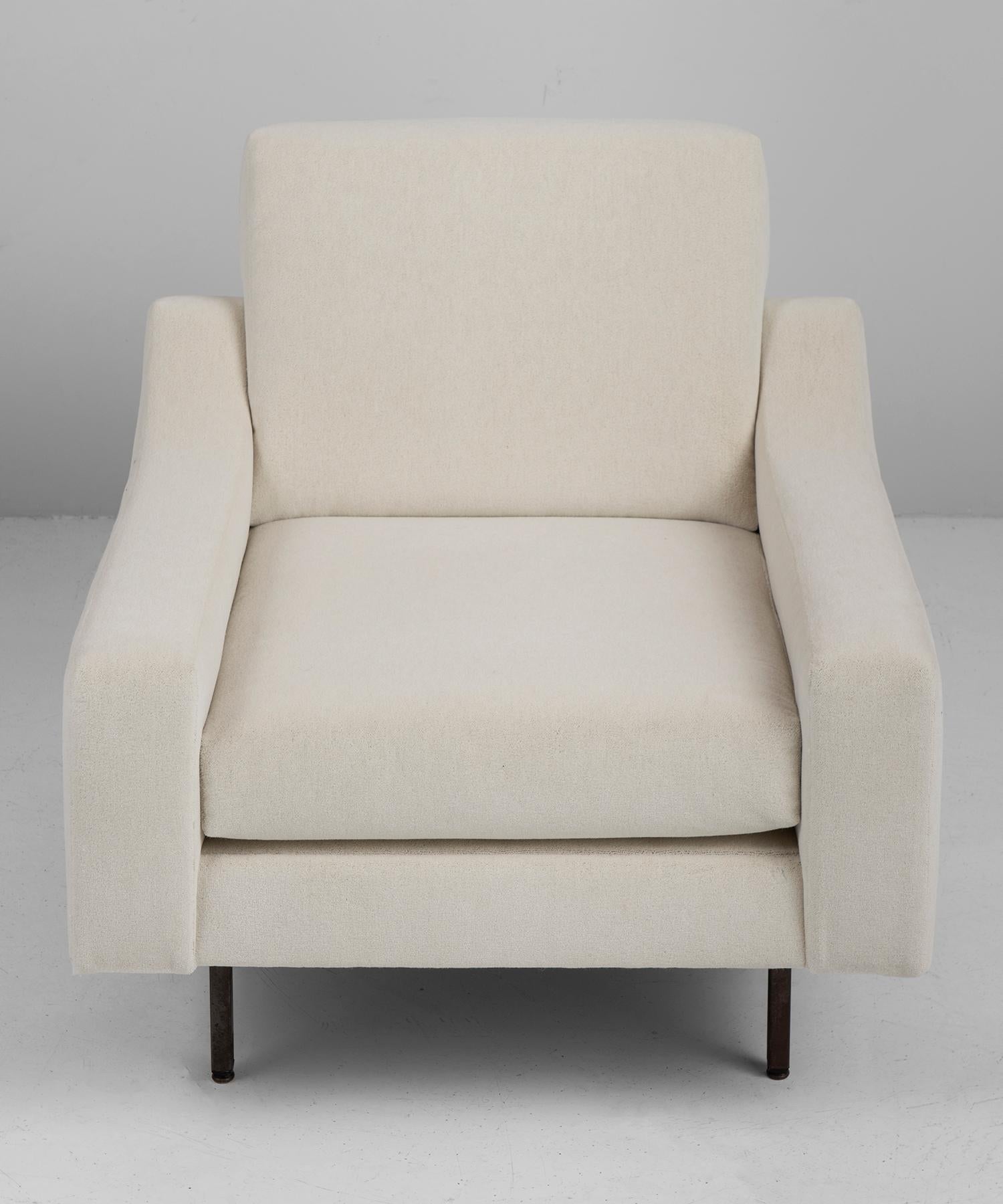 French Pair of Mohair Armchairs by ISA, Italy, circa 1950