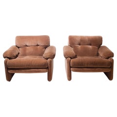 Pair of Mohair Coronado Armchairs, Tobia Scarpa