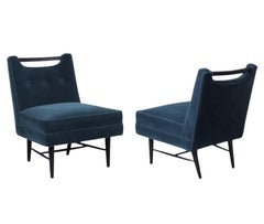 Pair of Mohair Slipper Chairs in the Manner of Harvey Probber, 1950s