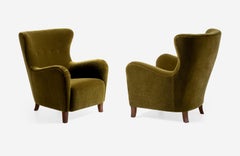 Pair of Mohair Velvet Sampo Wing Chairs from Dagmar