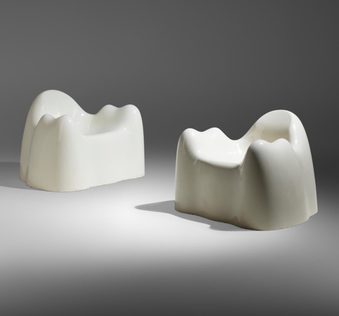 Three Molar chairs by Wendell Castle, USA, 1969. Gel-coated fiberglass and vinyl, in great condition. 
This work is part of the open-editioned Molar series and the model registered with the artist's studio as number 13. 

Can be purchased as a set