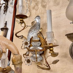 Pair of Molded Glass Bird Sconces