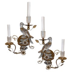 Pair of Molded Glass Bird Sconces