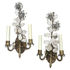 Paire d'appliques à feuilles en verre moulé
