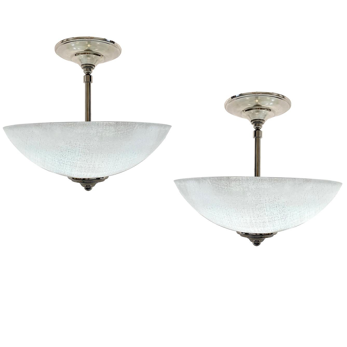 Pair of Molded Glass Light Fixtures, Sold Individually In Good Condition For Sale In New York, NY