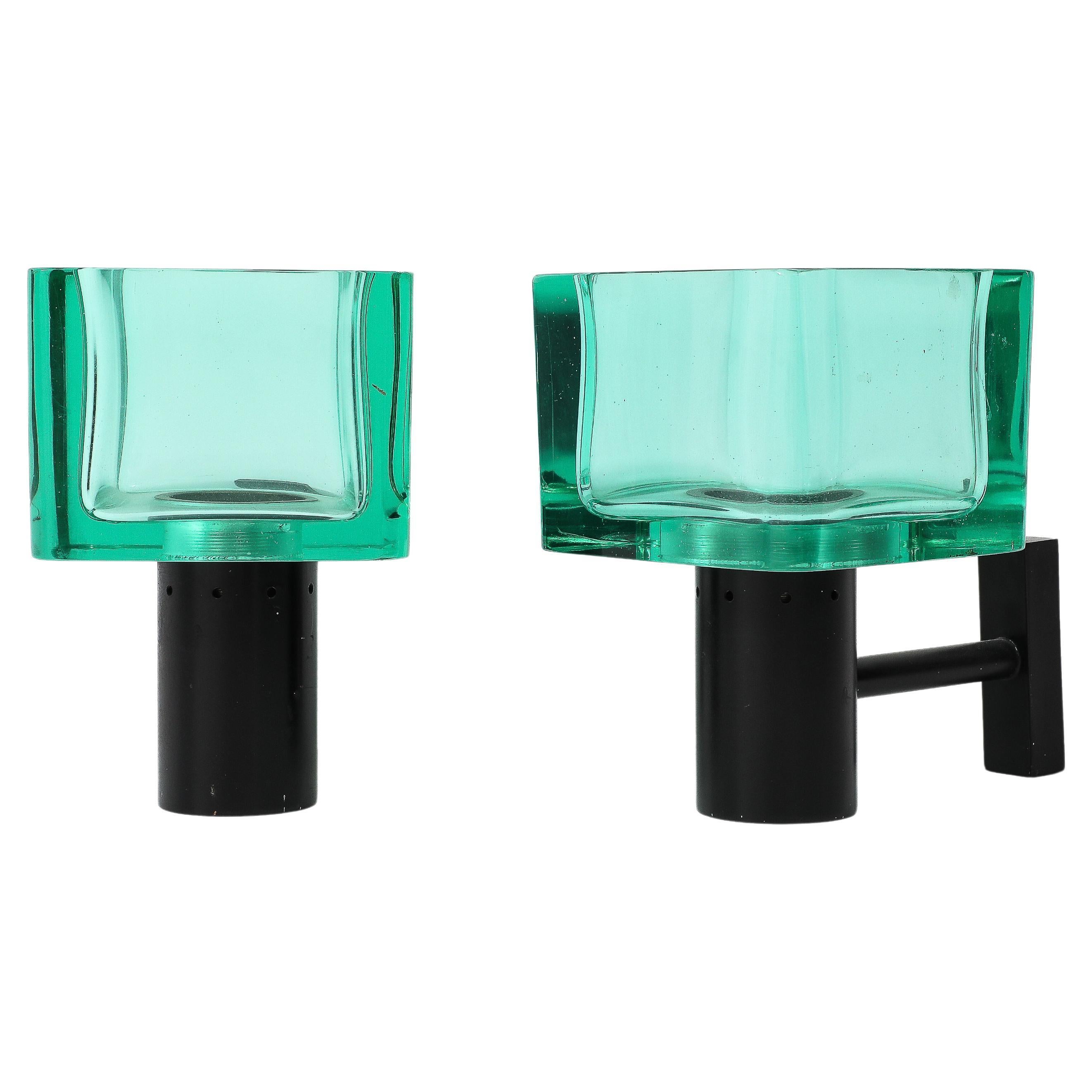 Paar Wandleuchter aus geformtem Glas von Seguso