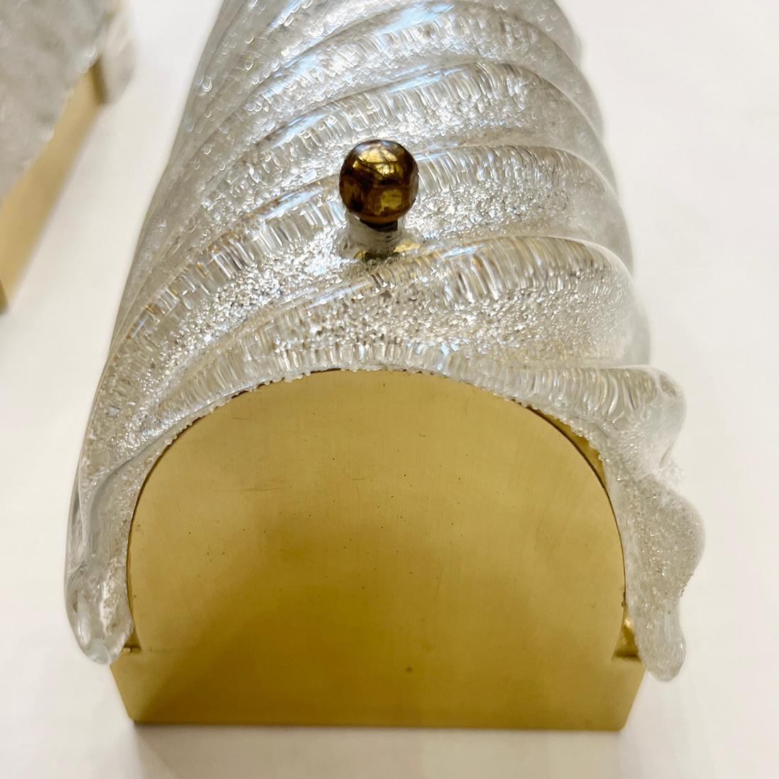 Pair of Molded Glass Sconces In Good Condition For Sale In New York, NY