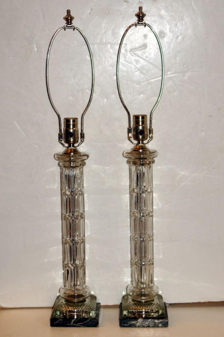 Pair of Molded Glass Table Lamps In Good Condition For Sale In New York, NY