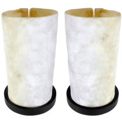 Pair of Molded Glass Table Lamps Vintage Pair of Molded Glass Table Lamps