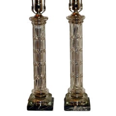 Vintage Pair of Molded Glass Table Lamps