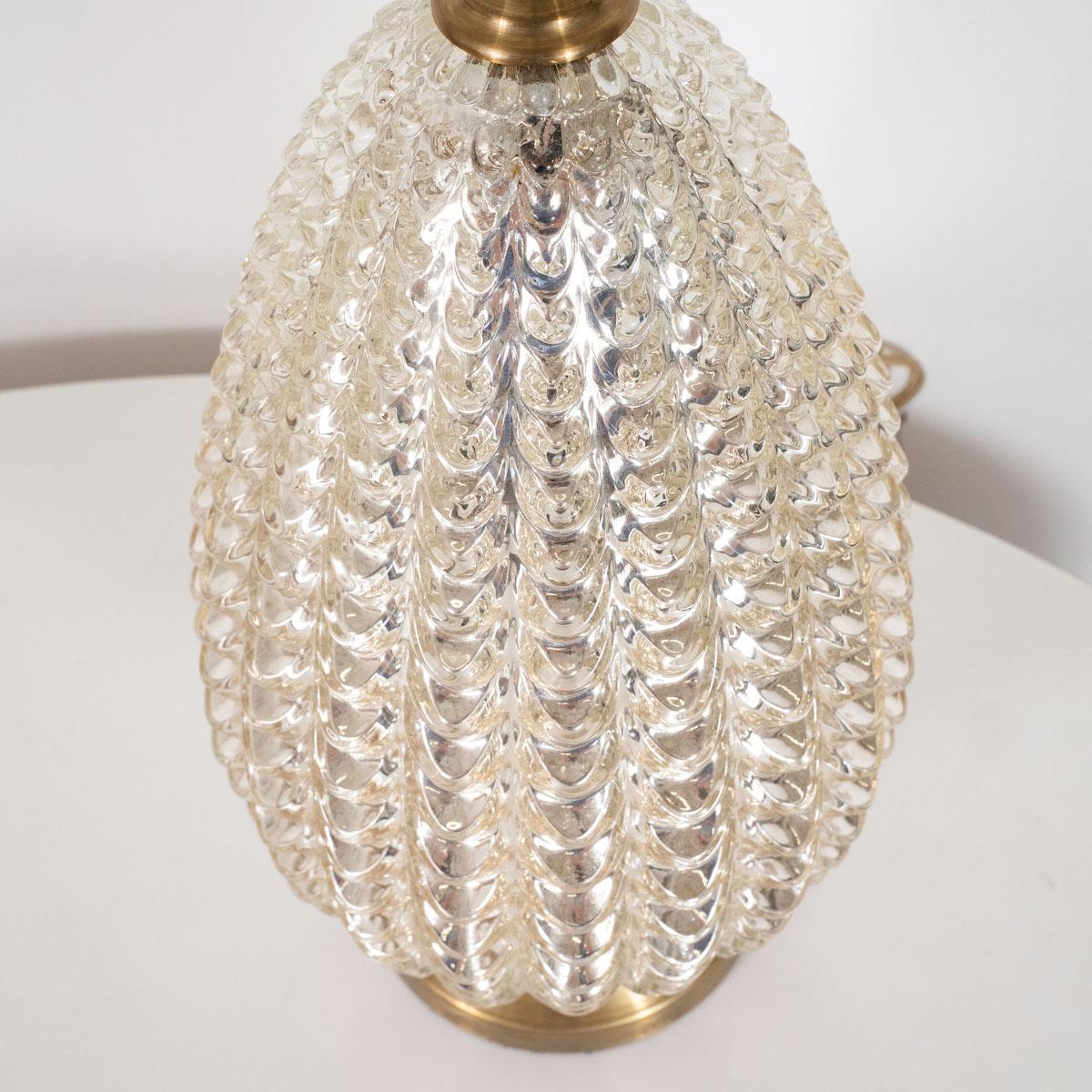 Pair of Molded Mercury Glass Table Lamps For Sale 2