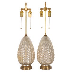 Pair of Molded Mercury Glass Tables Lamps