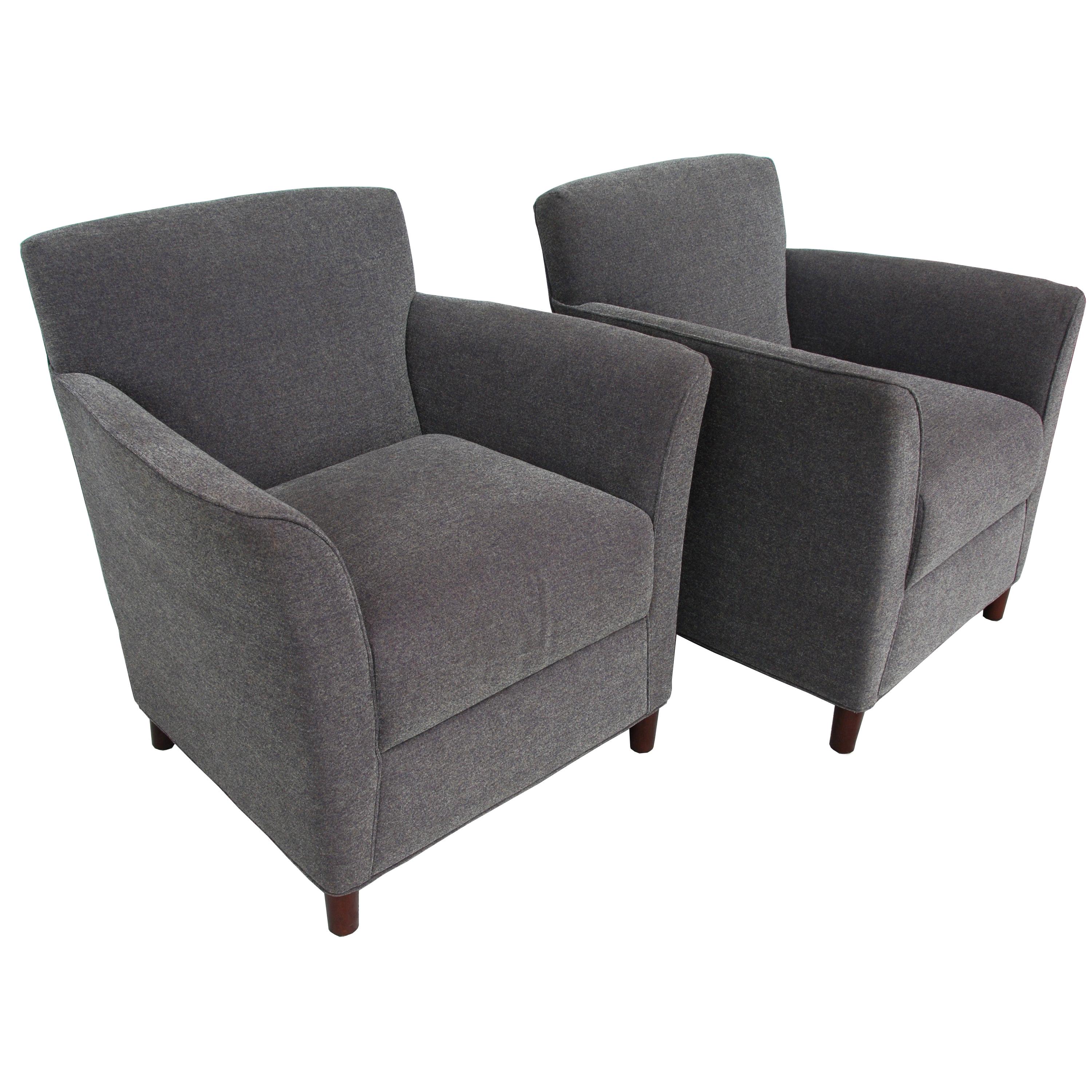 Pair of Moleskin Lounge Chairs by Bernhardt Furniture