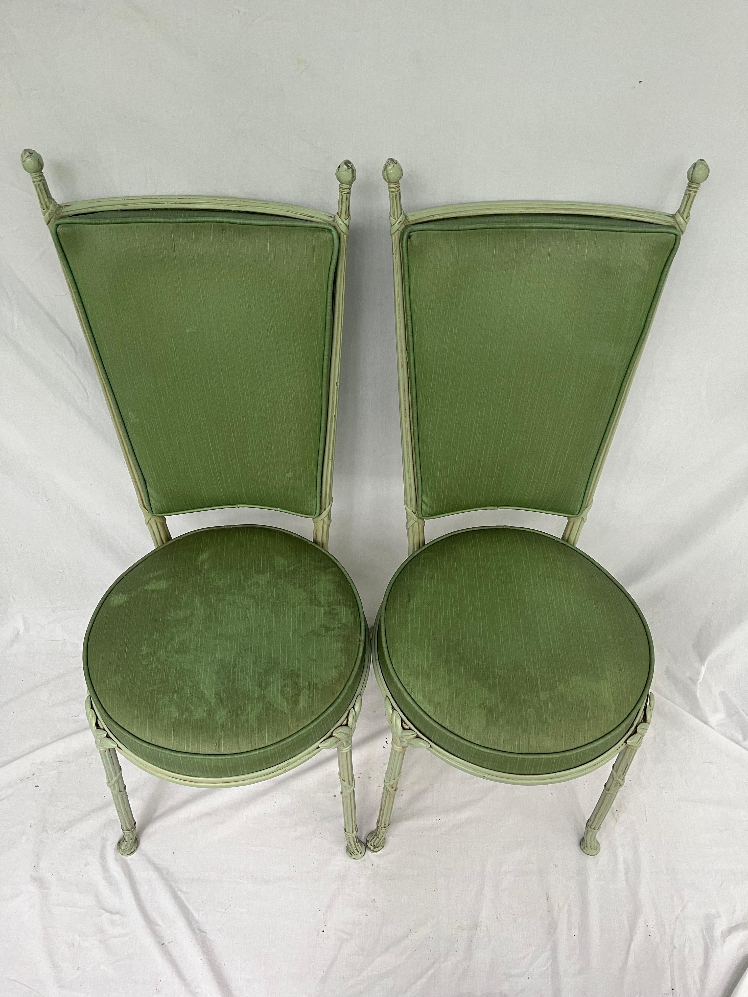 Neoclassical Revival Pair of Molla English Fluted Garden Chairs in Aluminum from Mid 20th Century