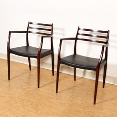 Pair of Moller Danish Horn Arm-Chairs #62 in Brazilian Rosewood