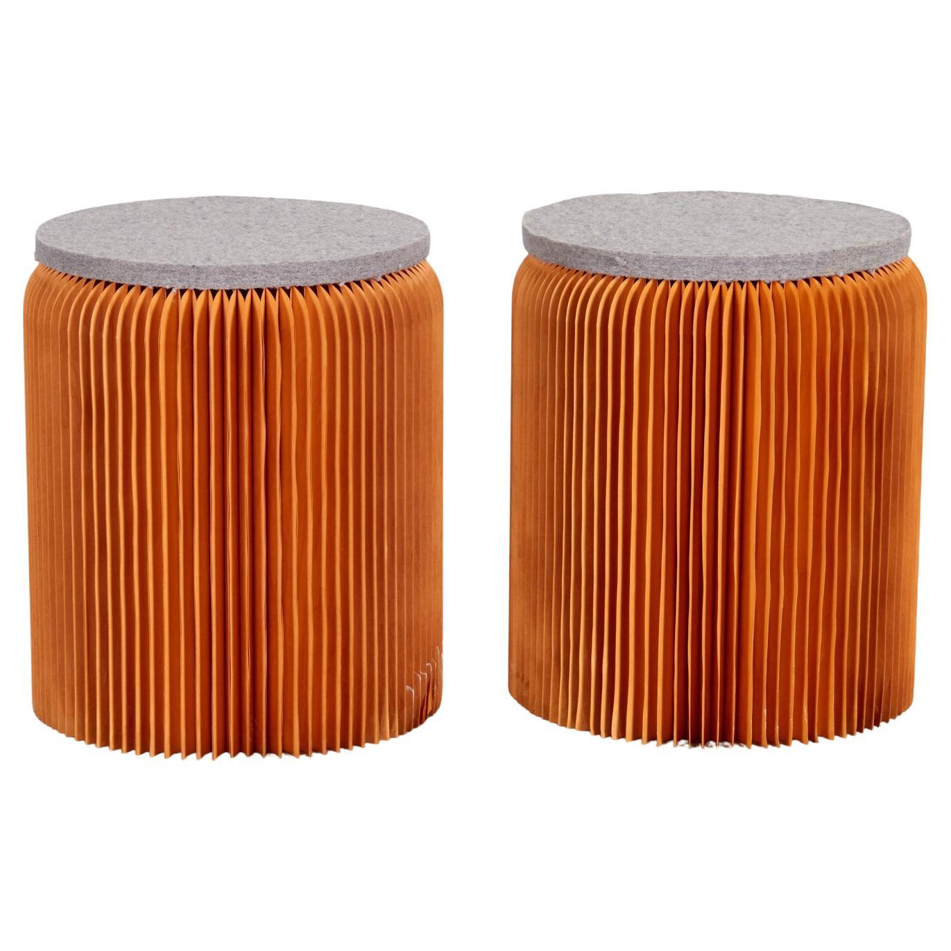 Pair of molo Folding Accordion Paper Stools / Side Tables by Forsythe & MacAllen For Sale