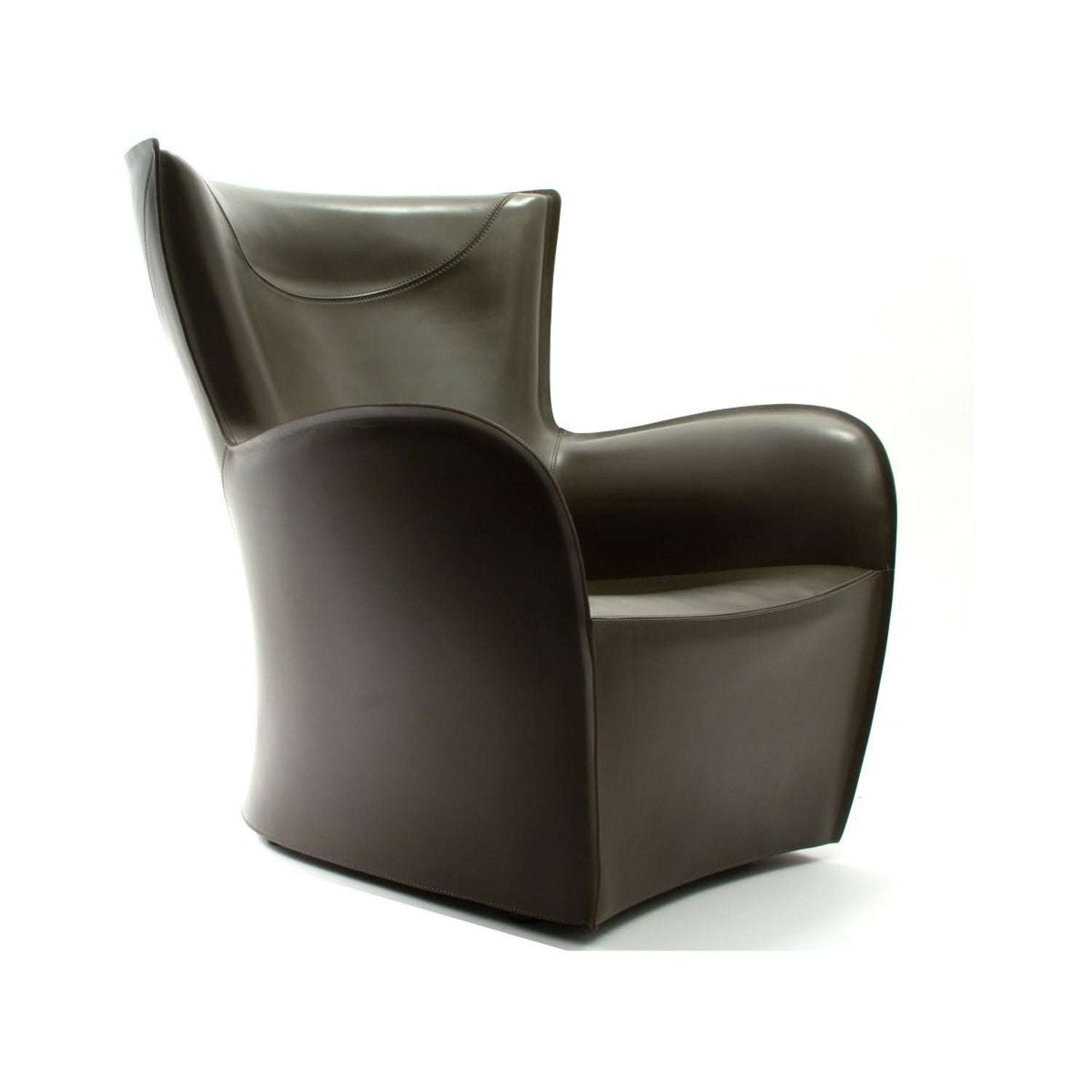 Pair Of Molteni Brown Leather Armchairs For Sale At 1stdibs