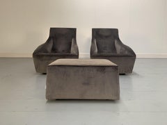 Pair of Molteni & C “Doda” Armchairs & Ottoman In Dark Grey Alcantara