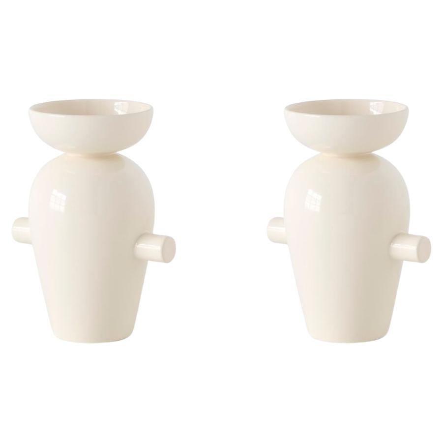 Coppia di vasi Momento JH40, crema, di Jaime Hayon per &Tradition