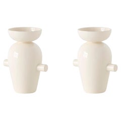 Pair of Momento JH40 Vases, Cream , by Jaime Hayon for &Tradition
