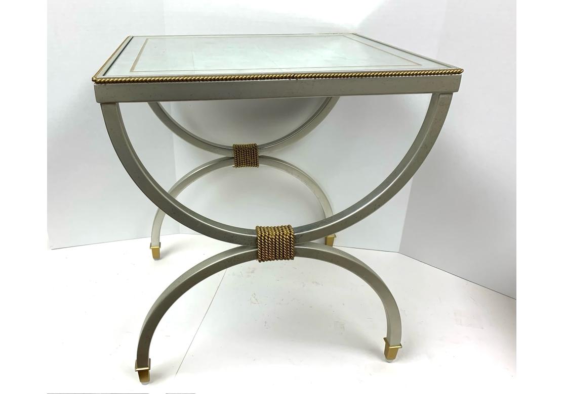 Pair Of Monarch Fine Furniture By Century Mirrored Side Or Cocktail Tables For Sale 4