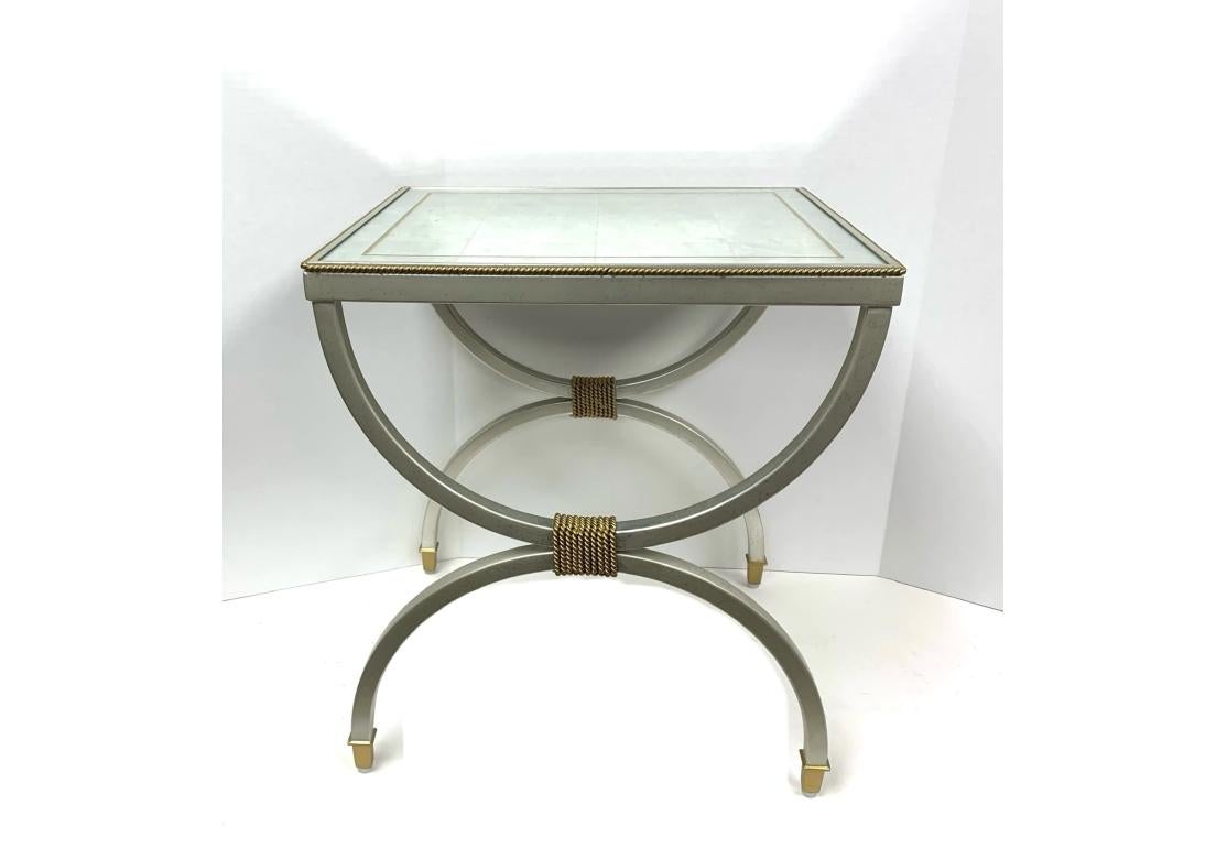 Hollywood Regency Pair Of Monarch Fine Furniture By Century Mirrored Side Or Cocktail Tables For Sale