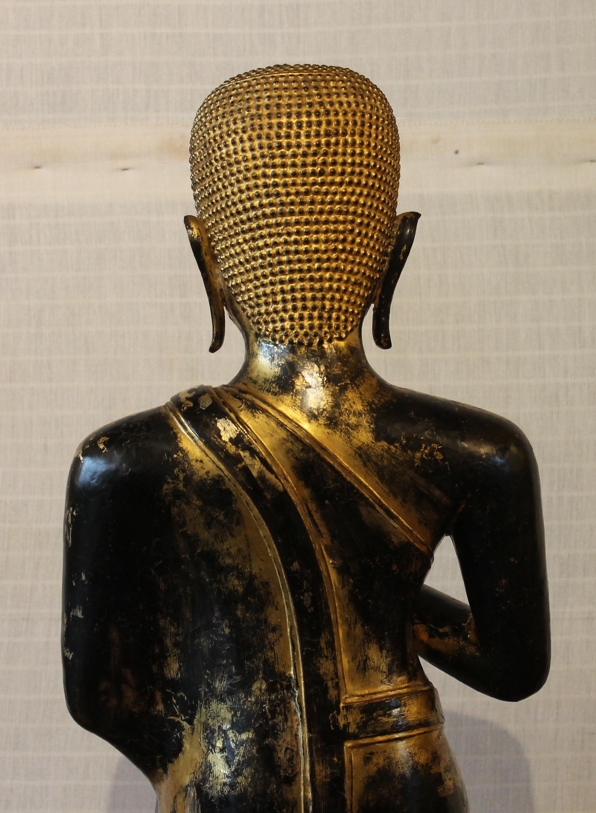 Pair of Monk in Bronze-18 ° Century-Ayuttheya For Sale 5