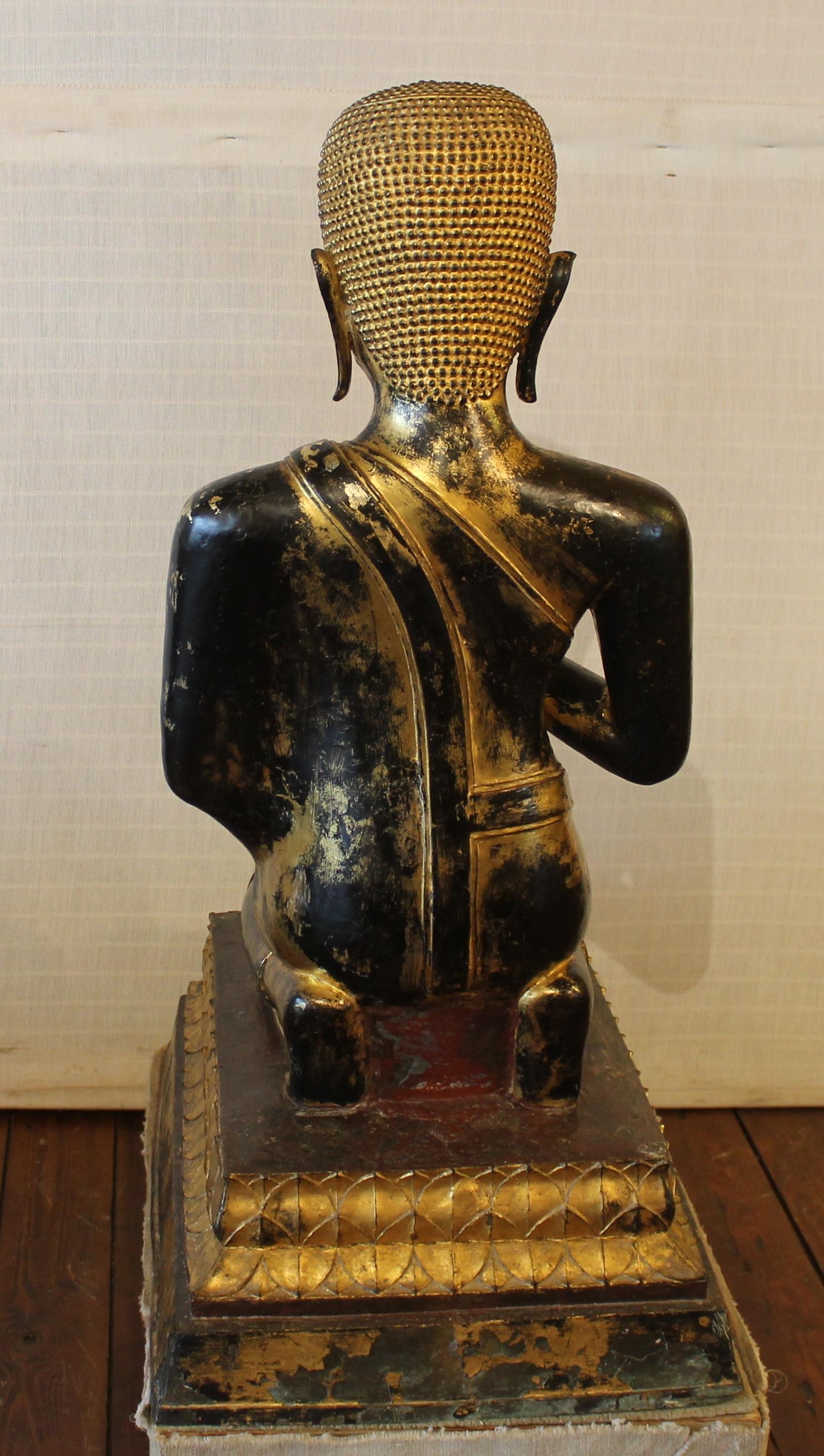 Pair of Monk in Bronze-18 ° Century-Ayuttheya For Sale 9