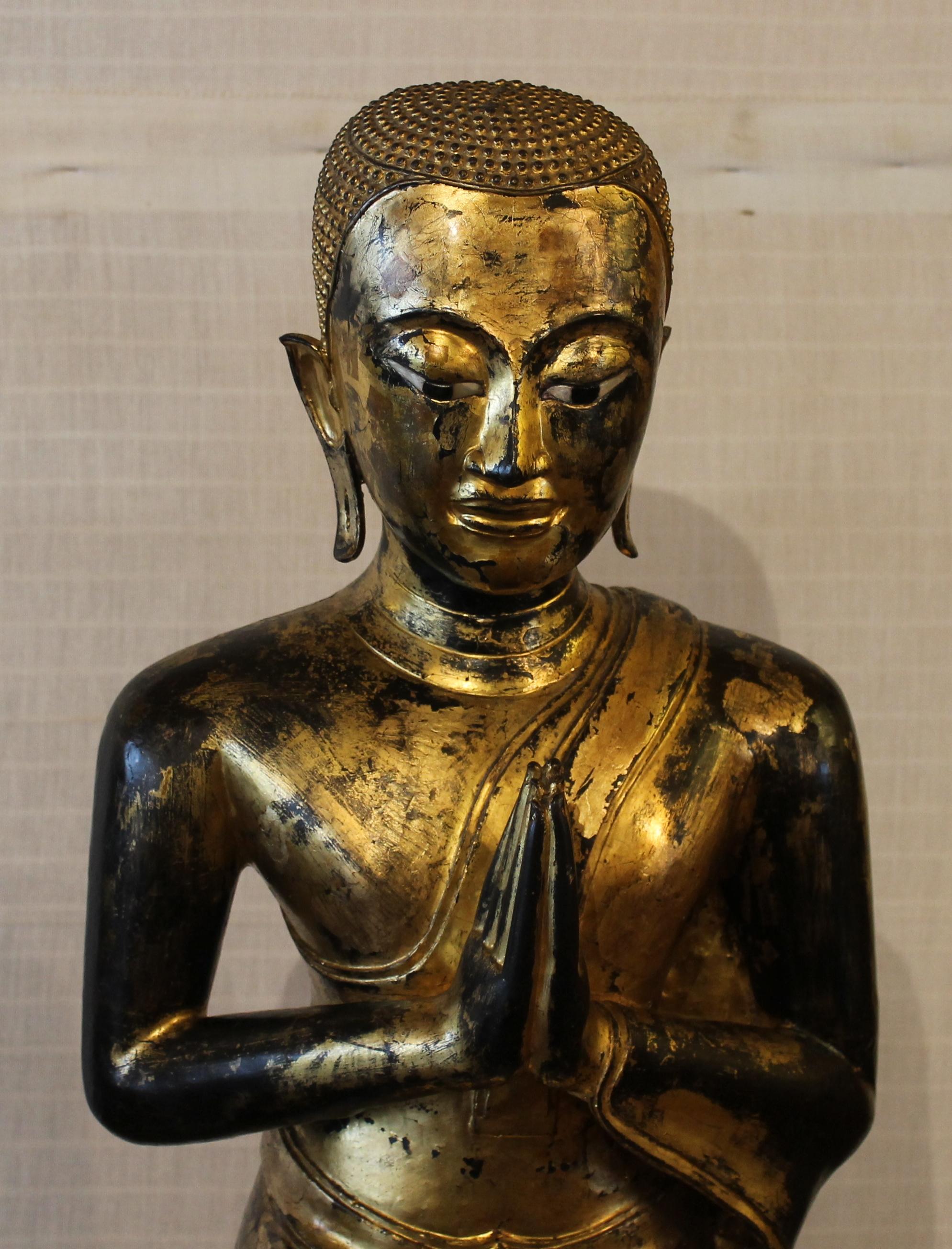 Pair of Monk in Bronze-18 ° Century-Ayuttheya For Sale 12