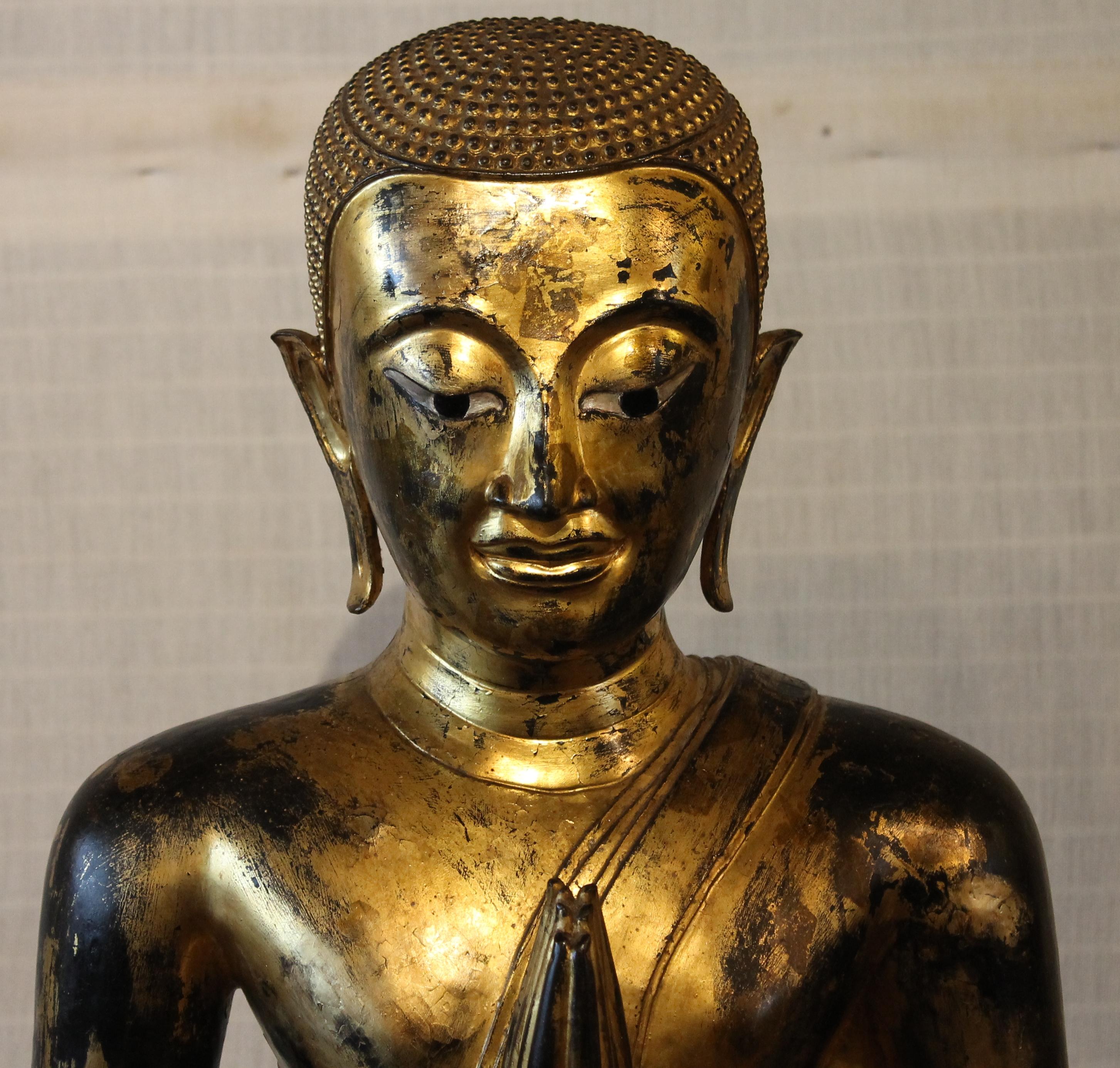 Pair of Monk in Bronze-18 ° Century-Ayuttheya For Sale 13