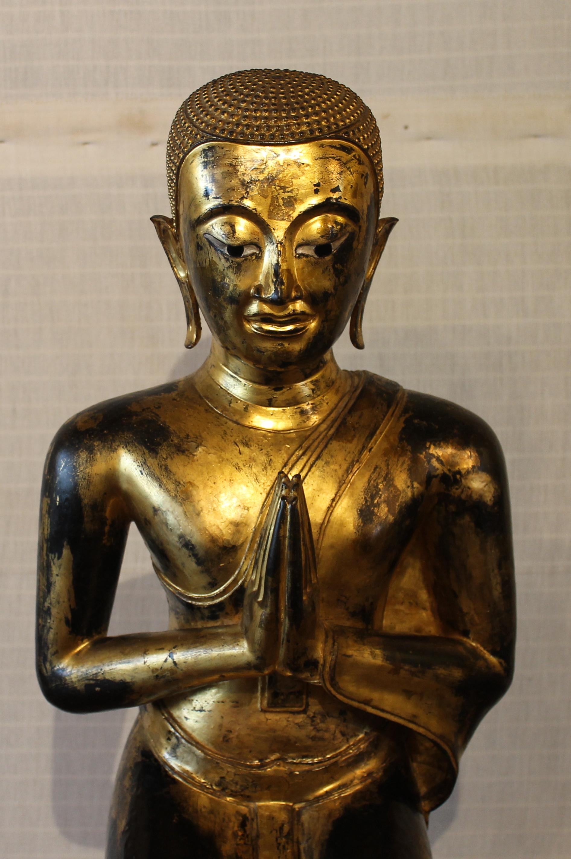 Pair of Monk in Bronze-18 ° Century-Ayuttheya For Sale 14