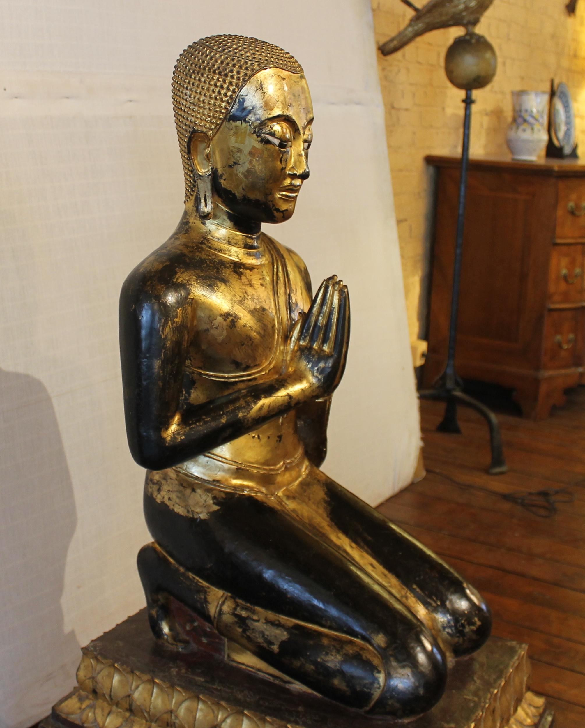 Pair of Monk in Bronze-18 ° Century-Ayuttheya For Sale 3