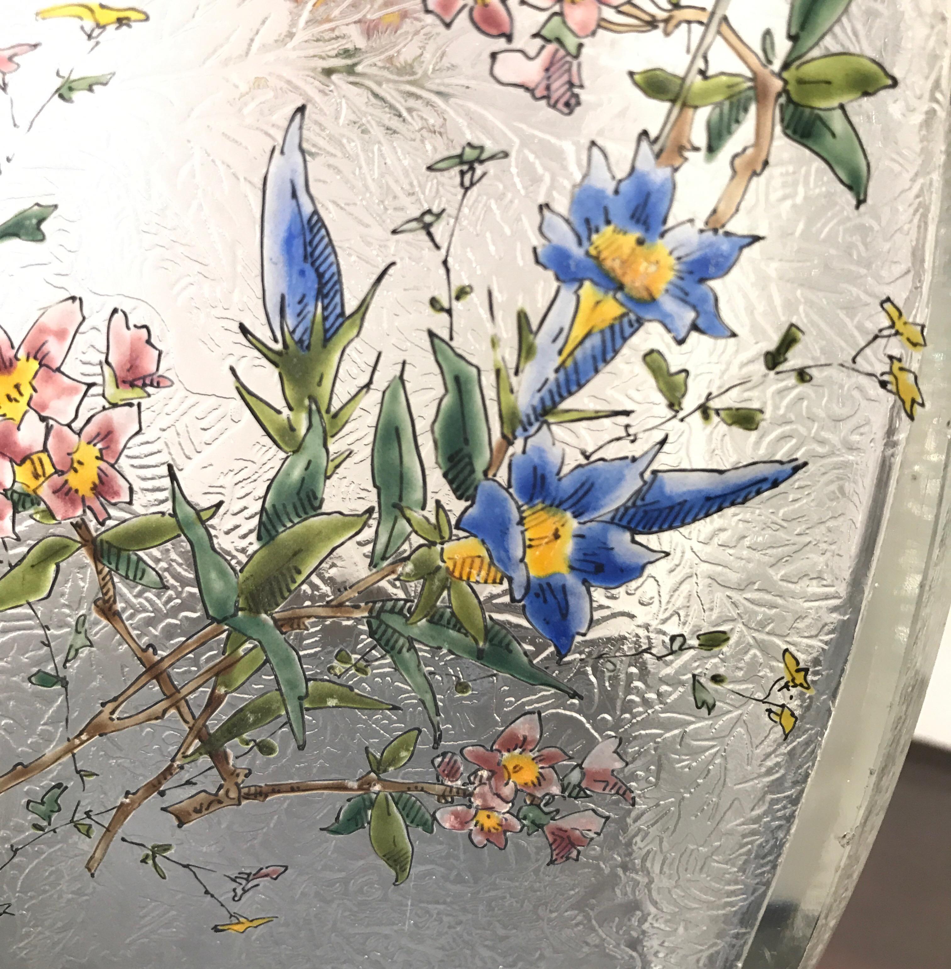 Pair of Mont Joye Enameled Etched Glass Vases 2