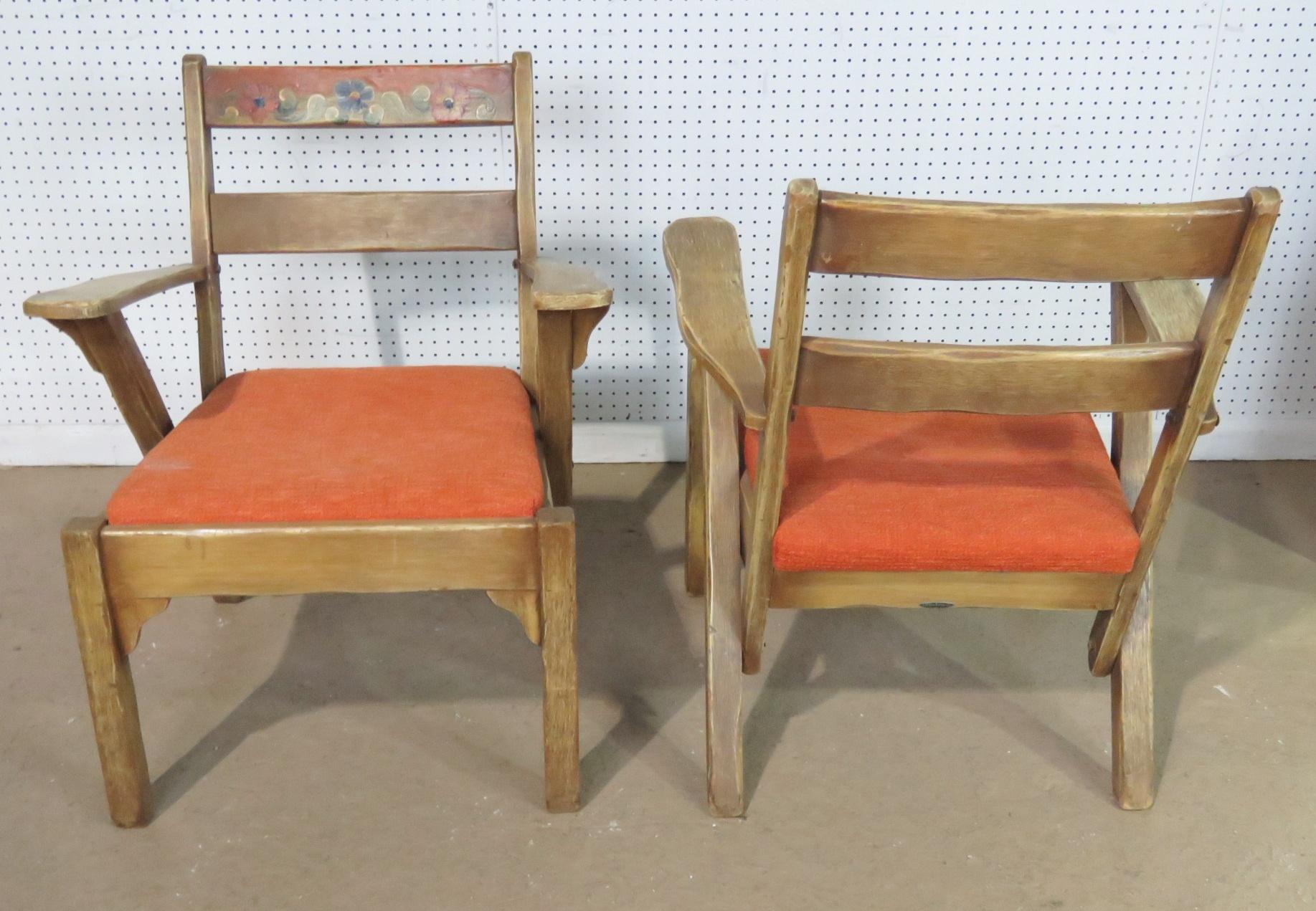 American Pair of Monterey Painted Style Armchairs 
