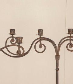 Pair of Monumental 18th Century Italian Wrought Iron Twelve-Light Floor Candelab