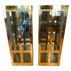 Pair of Monumental 1970s Brass Mastercraft Display Cabinets