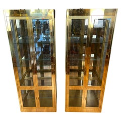 Pair of Monumental 1970s Brass Mastercraft Vitrines