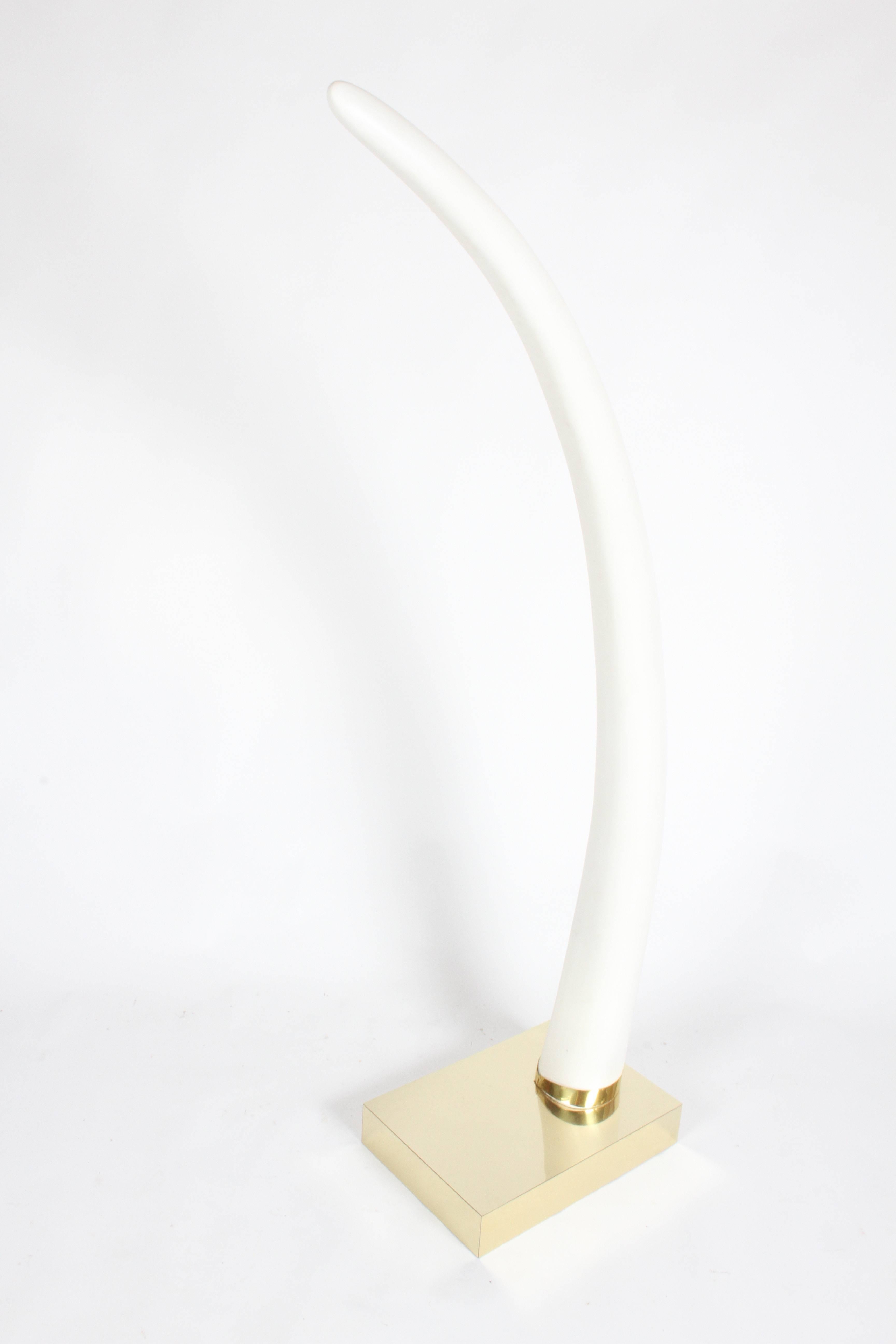 Pair of Monumental 1970s Faux Elephant Tusks on Brass Bases In Good Condition In St. Louis, MO