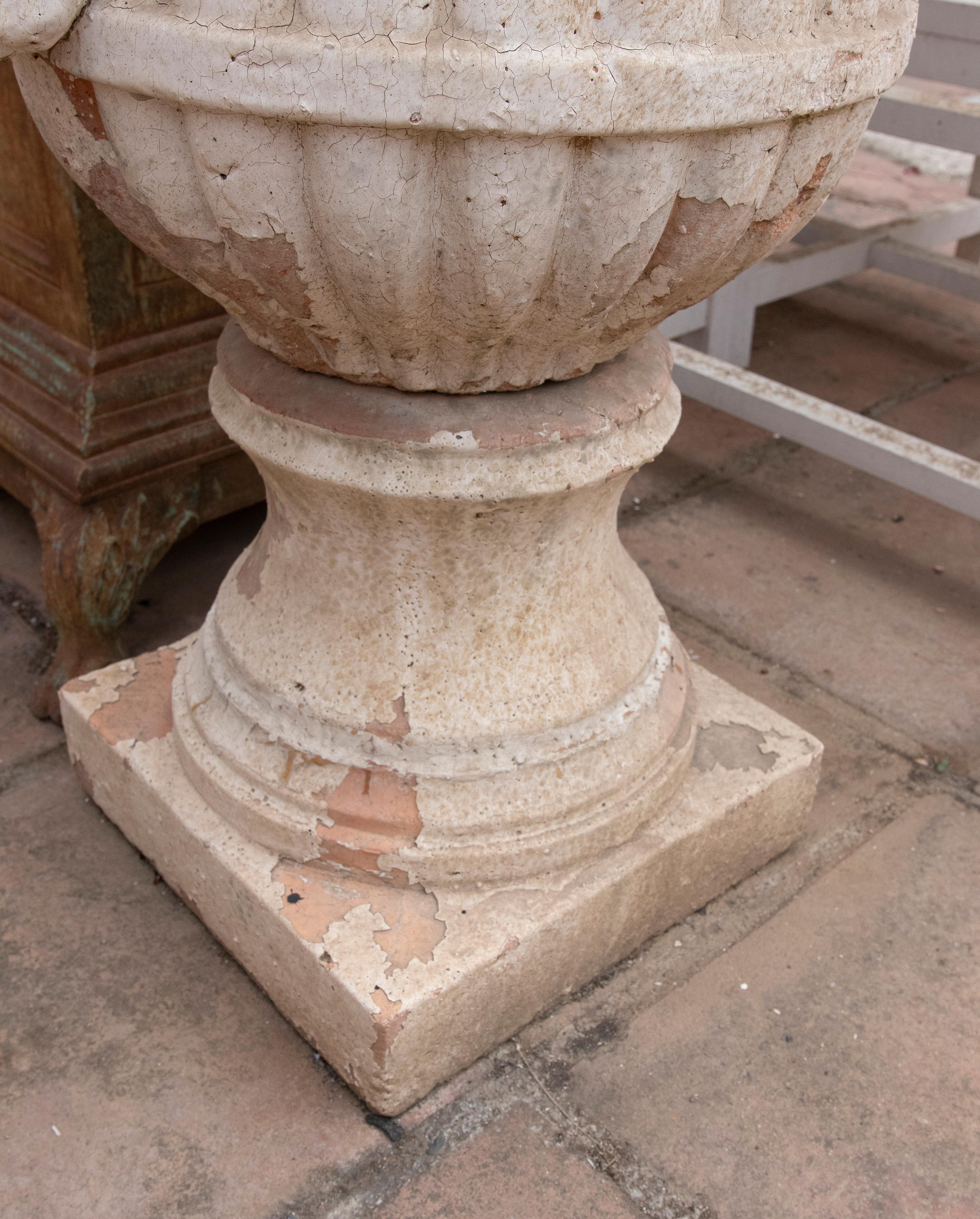 Pair of Monumental 1990s French Natural Terracotta Garden Urn Planters w/ Lids 2