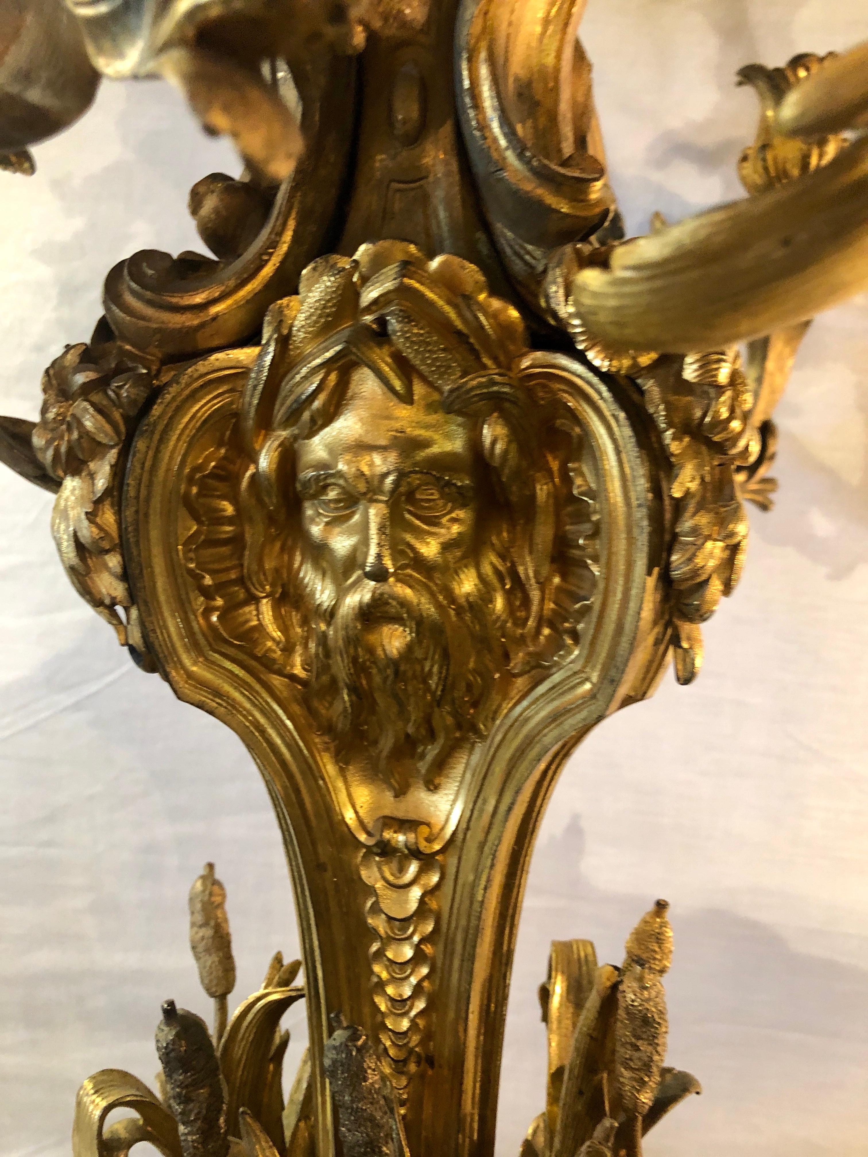 Pair of Monumental 19th Century Gilt Bronze Louis XV Nine Light Candelabrum 10