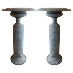 Pair of Monumental 19th-Century Italian Granite Pedestal Planters
