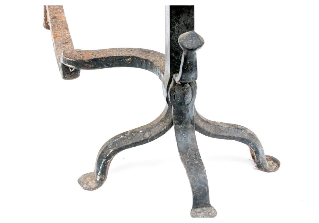 Georgian Pair Of Monumental Antique Iron And Brass Andirons For Sale