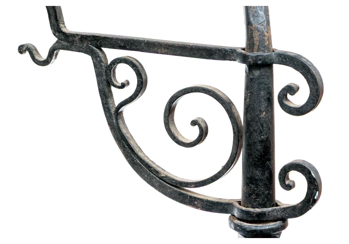 Pair Of Monumental Antique Iron And Brass Andirons For Sale 1